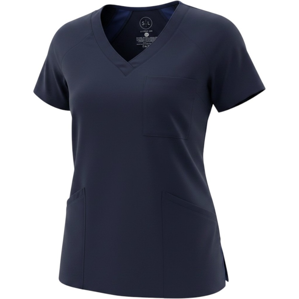 Stitch Lab LA Linden WT104 Midnight Blue‎ V-Neck Scrub Top XXS New